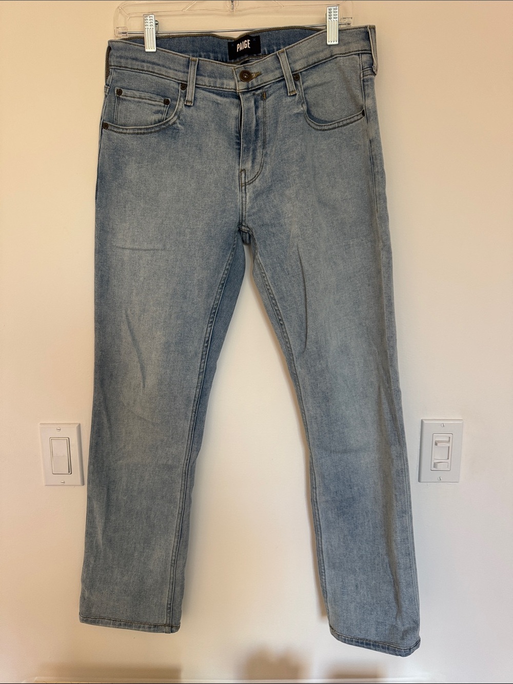 PAIGE Men’s Federal Washed Light Blue Straight Jeans